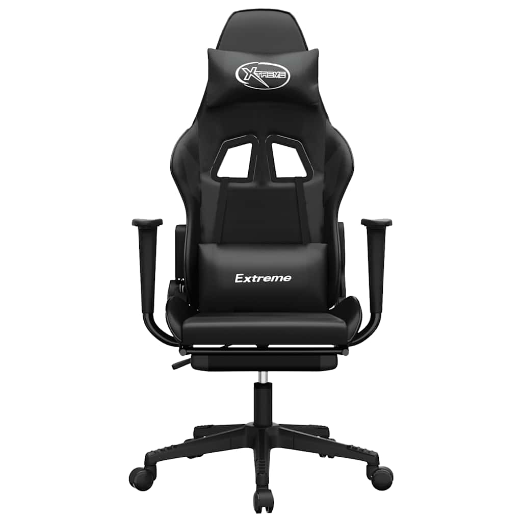 gamingstol m. massagefunktion og fodstøtte kunstlæder sort