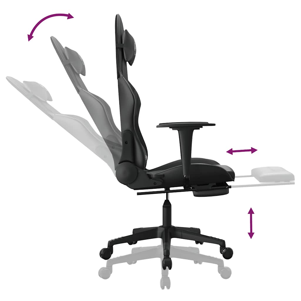 gamingstol m. massagefunktion og fodstøtte kunstlæder sort