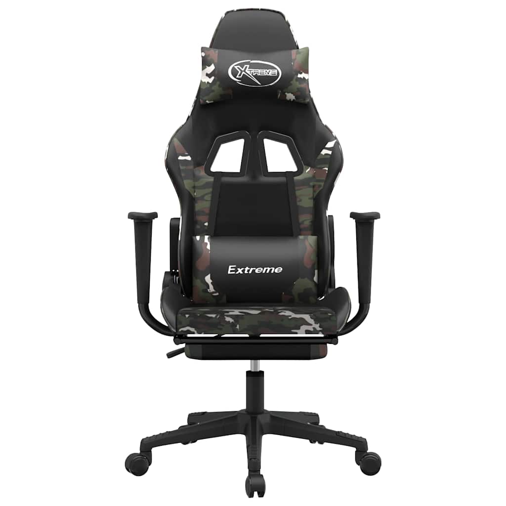 gamingstol m. massage og fodstøtte kunstlæder sort camouflage