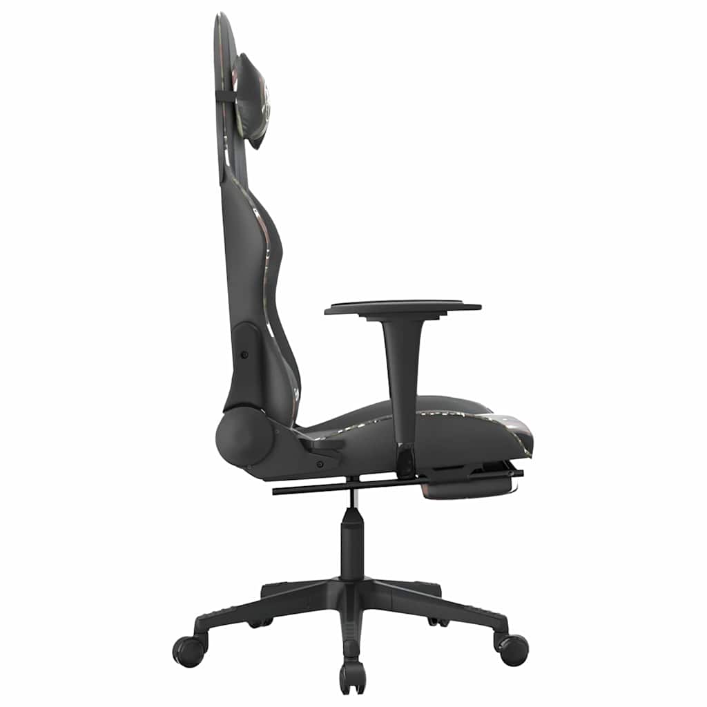 gamingstol m. massage og fodstøtte kunstlæder sort camouflage