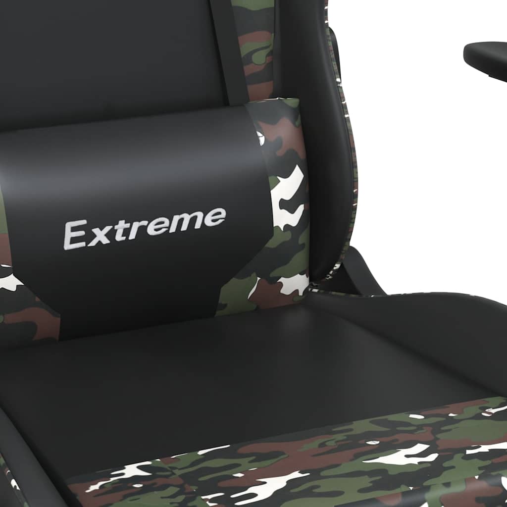 gamingstol m. massage og fodstøtte kunstlæder sort camouflage