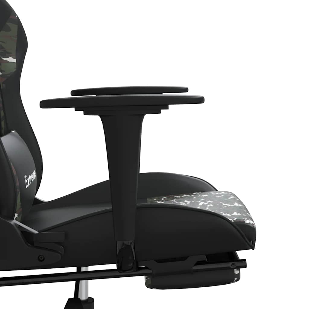 gamingstol m. massage og fodstøtte kunstlæder sort camouflage