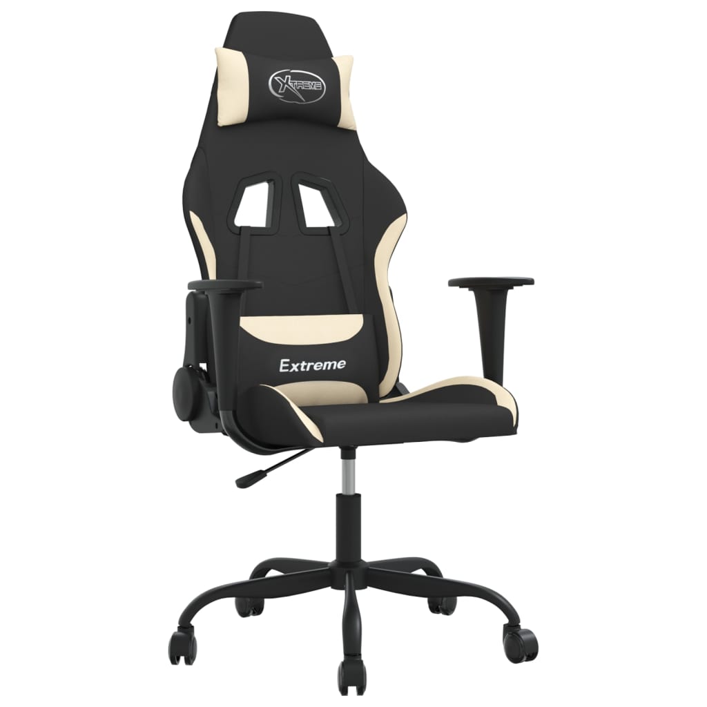 gamingstol med massagefunktion stof sort og cremefarvet