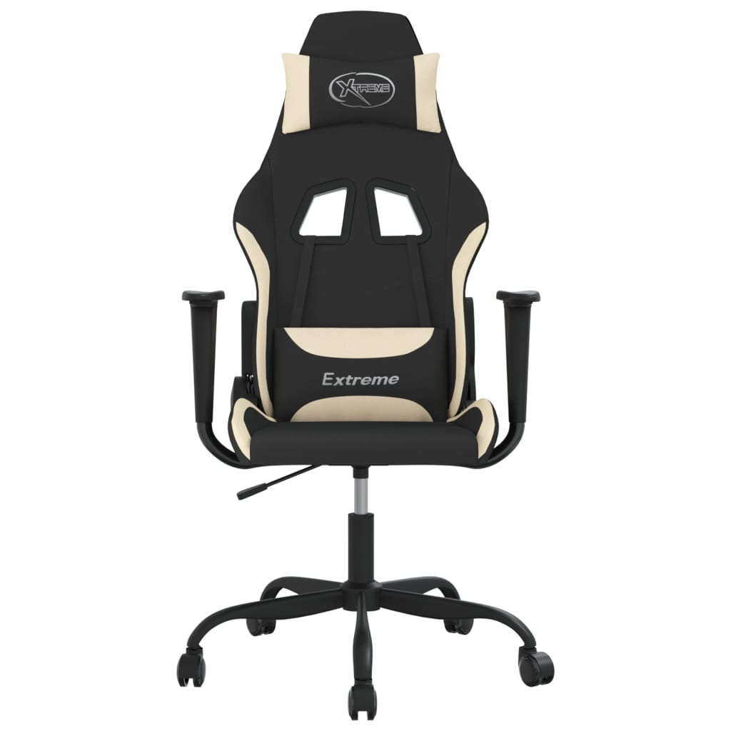 gamingstol med massagefunktion stof sort og cremefarvet