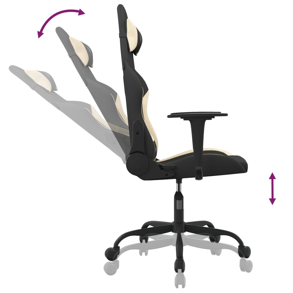 gamingstol med massagefunktion stof sort og cremefarvet