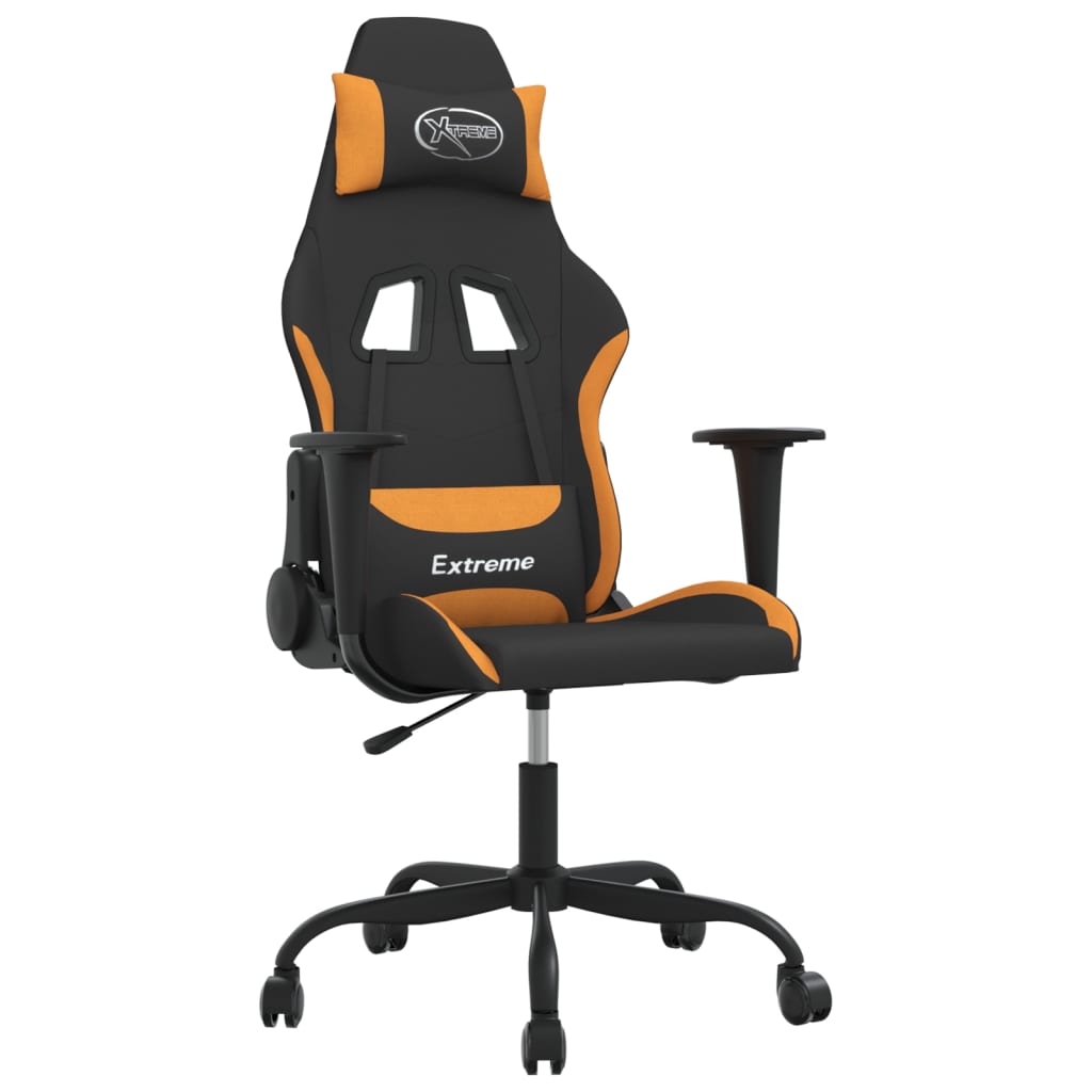 gamingstol med massagefunktion stof sort og orange