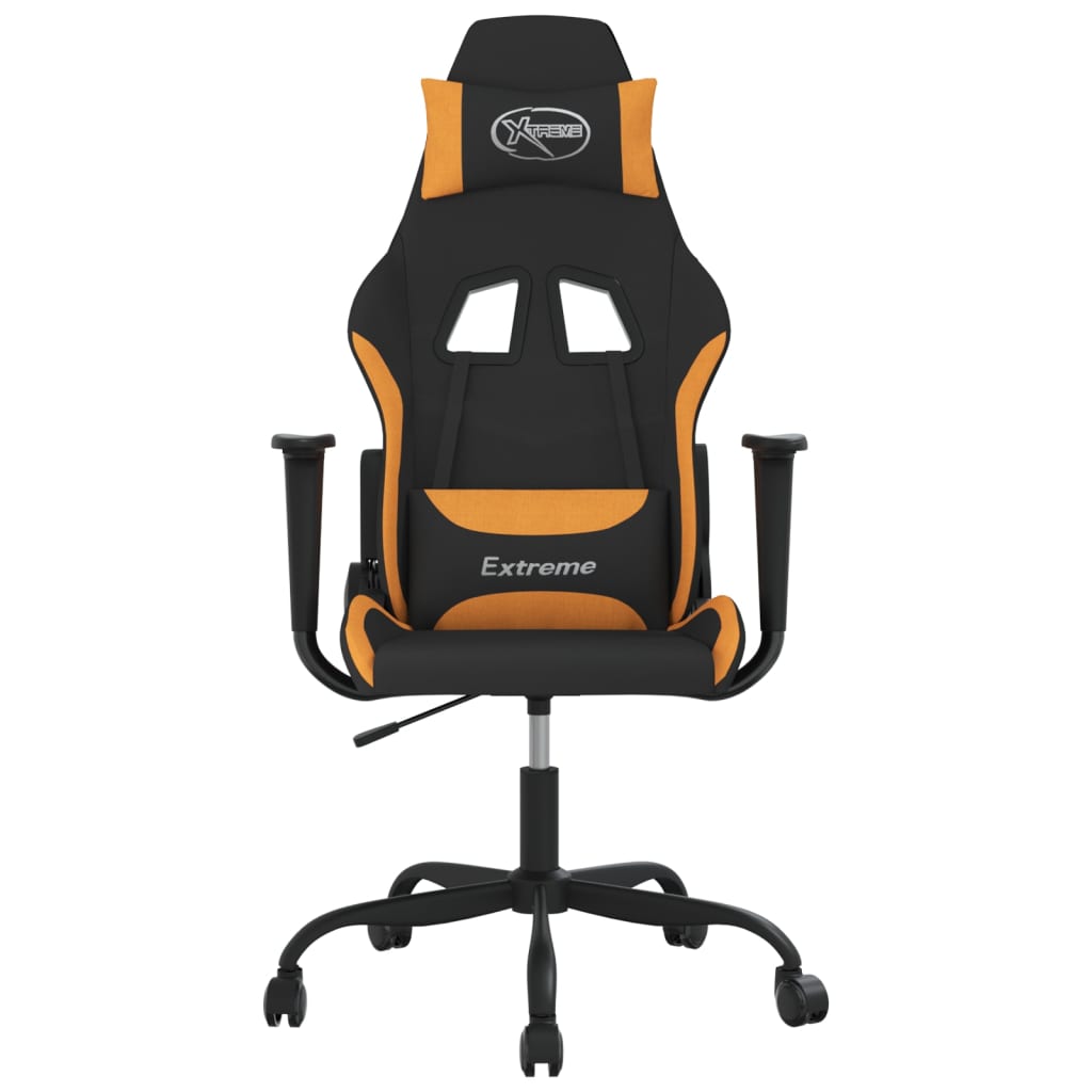 gamingstol med massagefunktion stof sort og orange