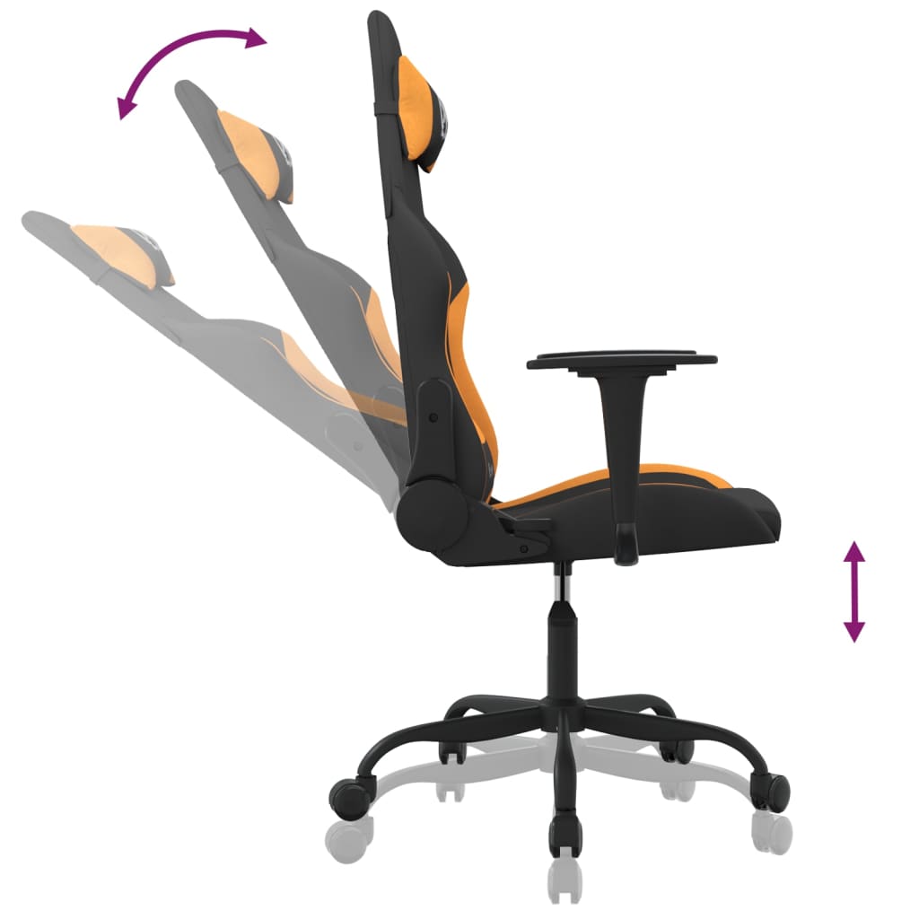 gamingstol med massagefunktion stof sort og orange