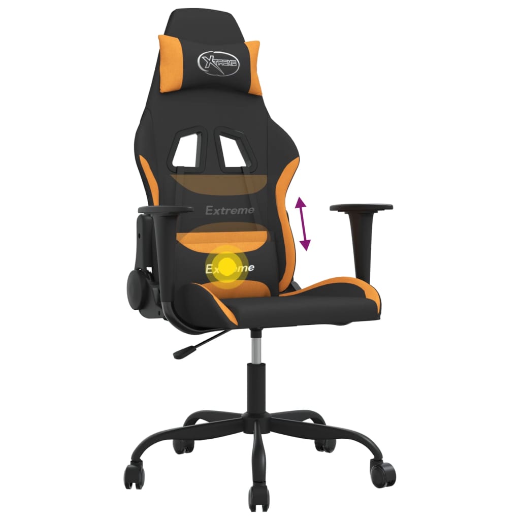 gamingstol med massagefunktion stof sort og orange