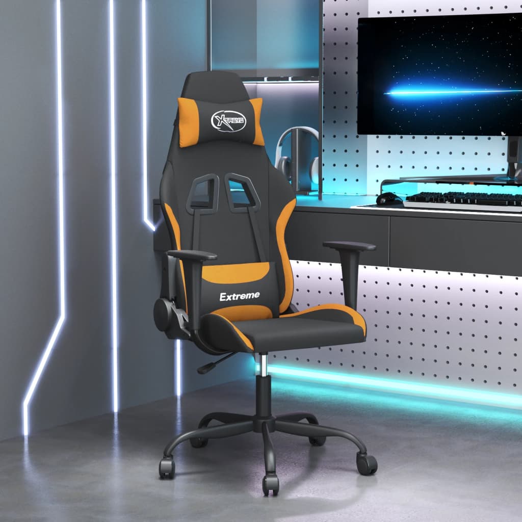 gamingstol med massagefunktion stof sort og orange