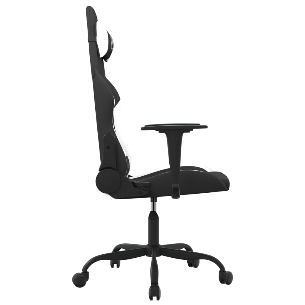gamingstol med massagefunktion stof sort og hvid