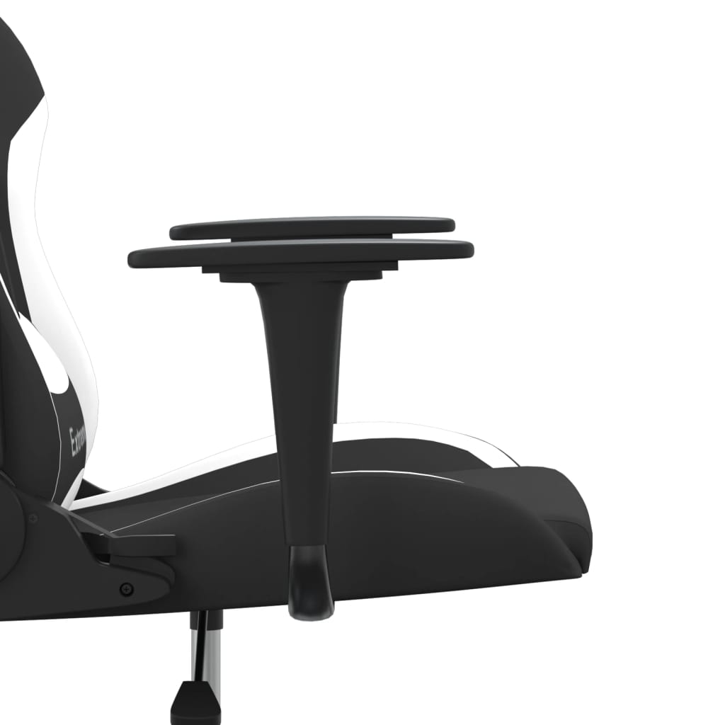 gamingstol med massagefunktion stof sort og hvid