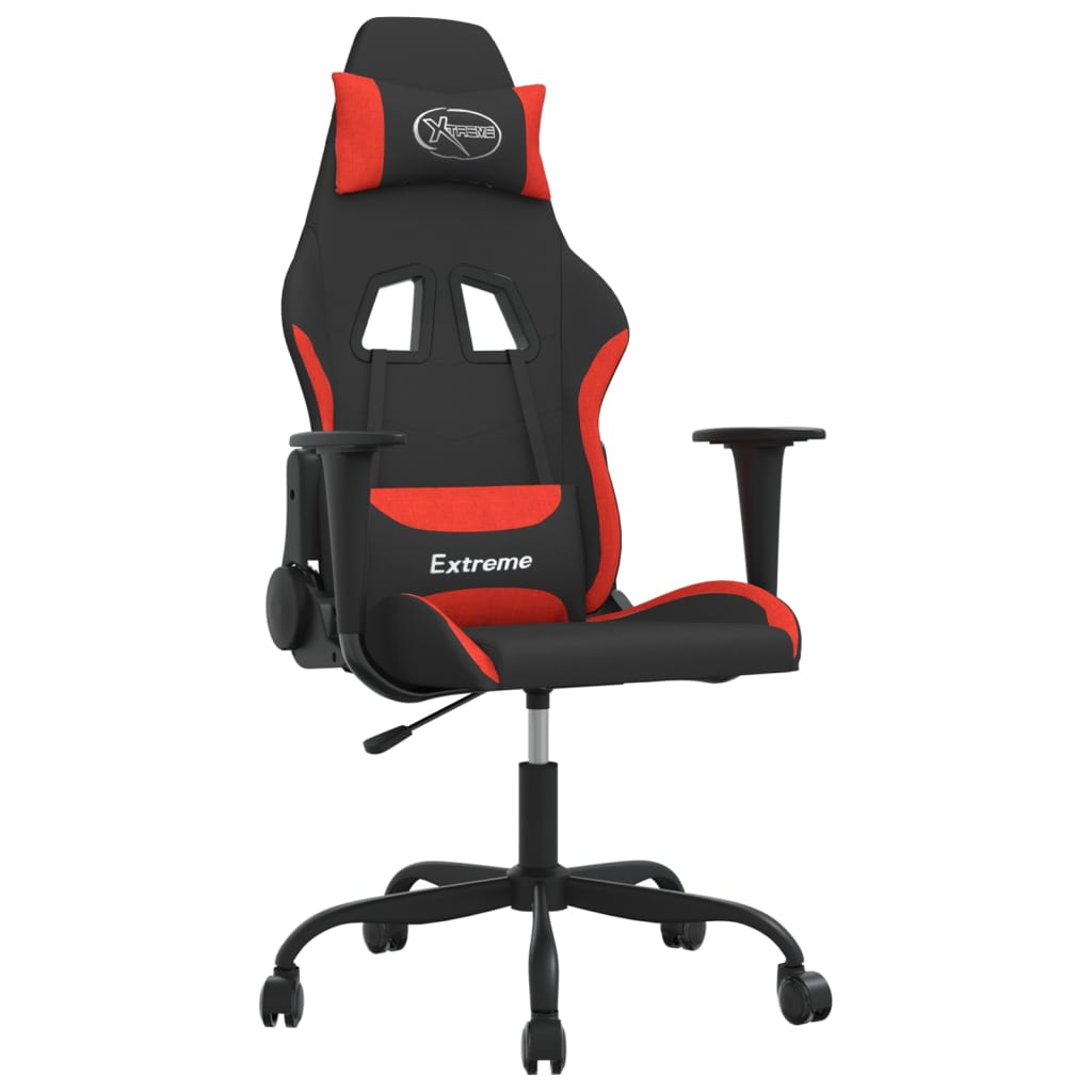 gamingstol med massagefunktion stof sort og rød