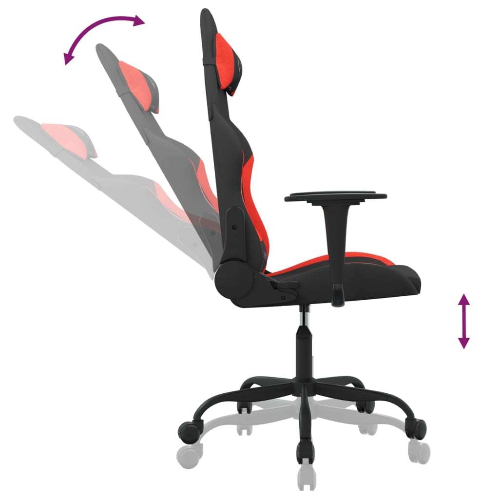 gamingstol med massagefunktion stof sort og rød