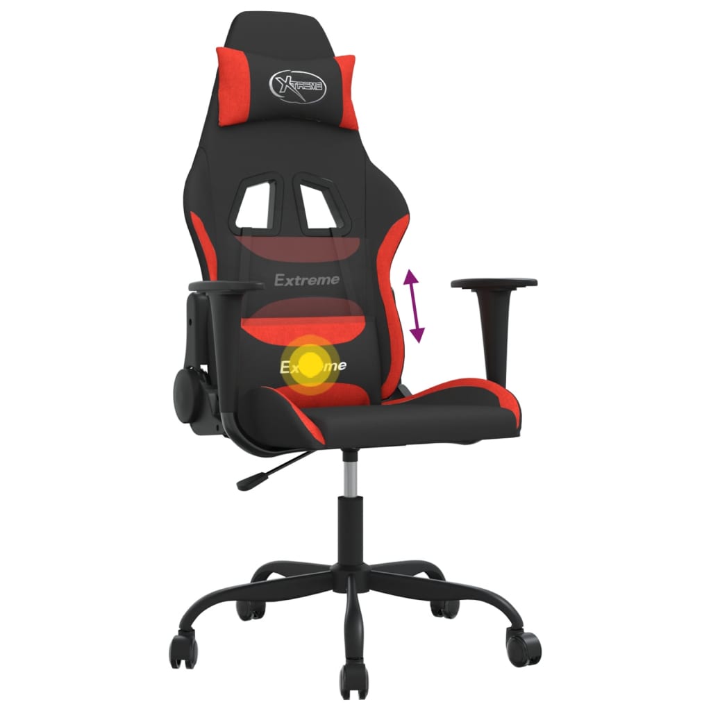 gamingstol med massagefunktion stof sort og rød