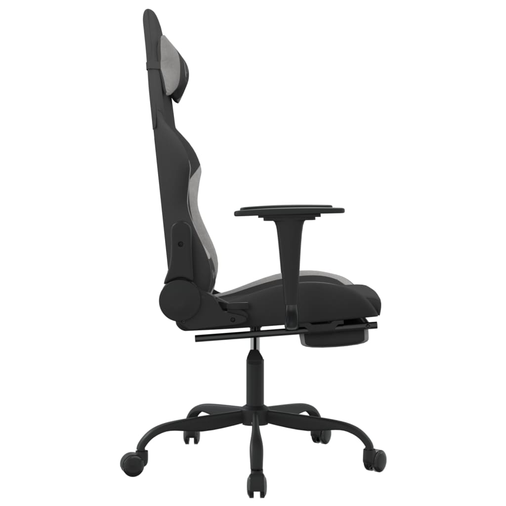 gamingstol med massagefunktion + fodstøtte stof sort og lysegrå