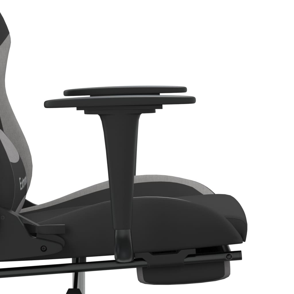 gamingstol med massagefunktion + fodstøtte stof sort og lysegrå