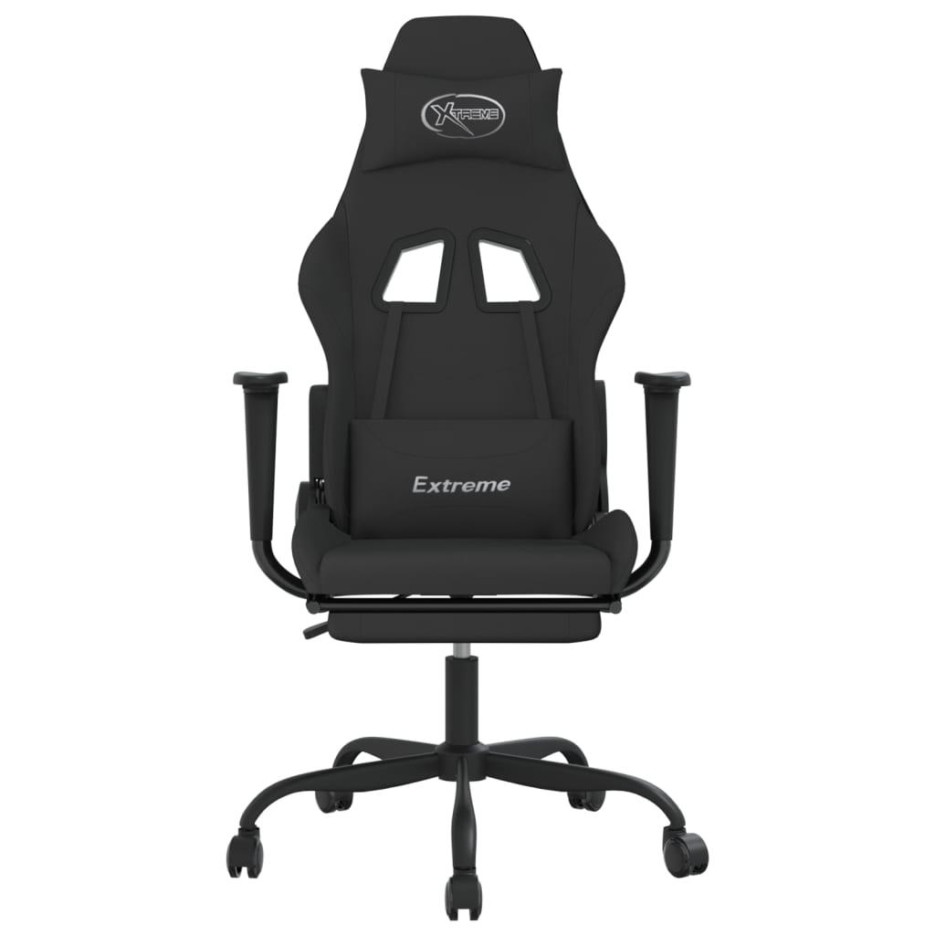 gamingstol med massagefunktion + fodstøtte stof sort