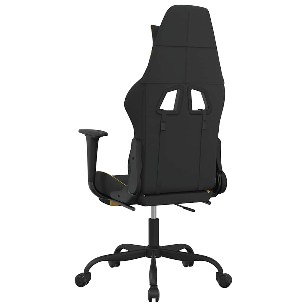 gamingstol med massagefunktion + fodstøtte stof sort og gul