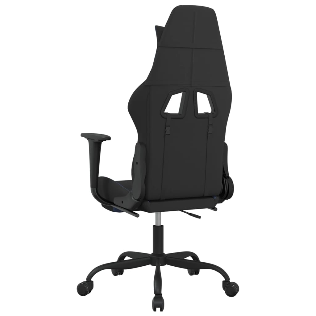 gamingstol med massagefunktion + fodstøtte stof sort og blå
