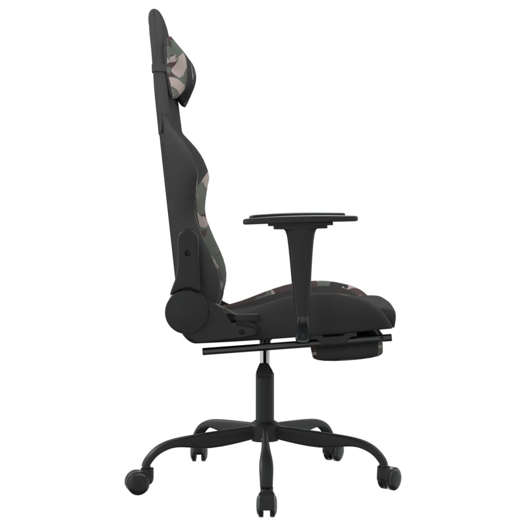 gamingstol med massagefunktion + fodstøtte stof sort camouflage