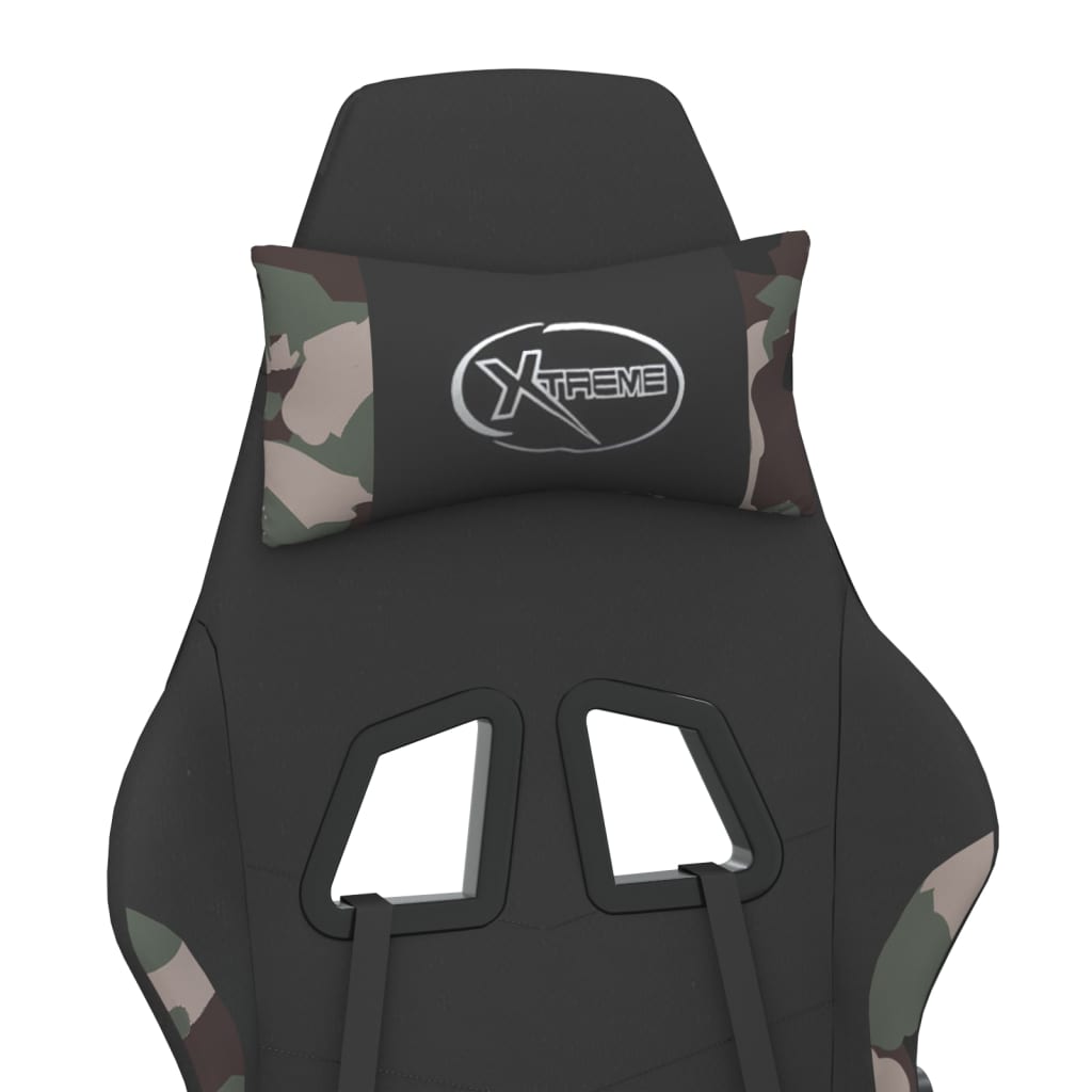 gamingstol med massagefunktion + fodstøtte stof sort camouflage