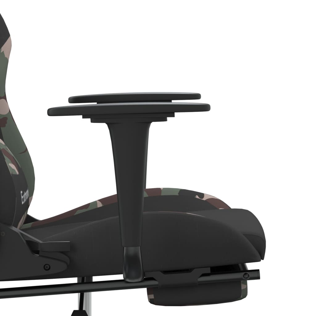 gamingstol med massagefunktion + fodstøtte stof sort camouflage