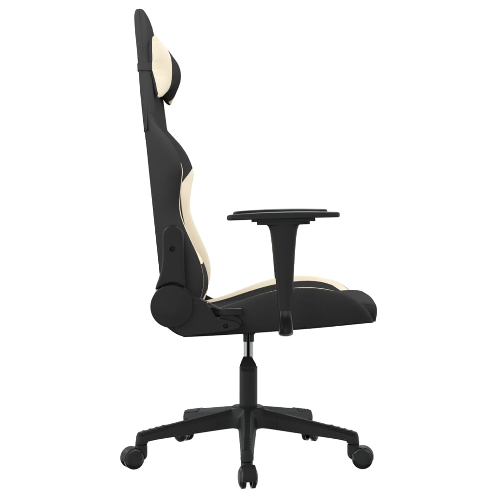 gamingstol med massagefunktion stof sort og cremefarvet