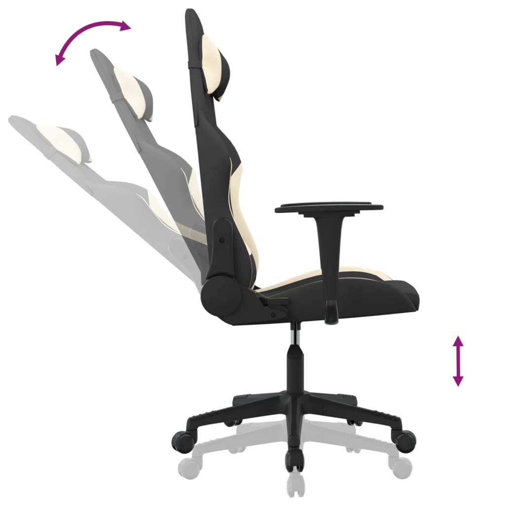 gamingstol med massagefunktion stof sort og cremefarvet