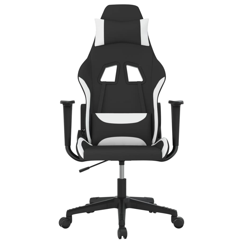gamingstol med massagefunktion stof sort og hvid