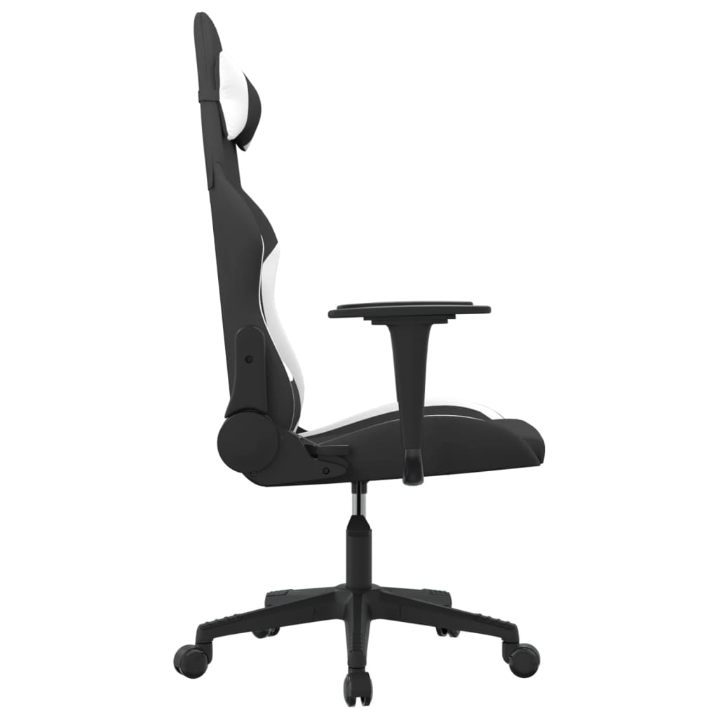 gamingstol med massagefunktion stof sort og hvid