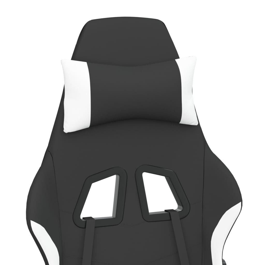 gamingstol med massagefunktion stof sort og hvid