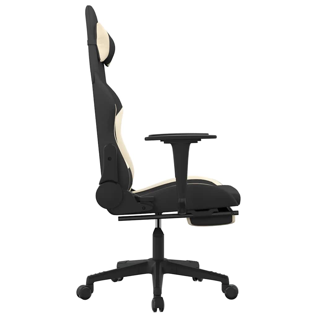 gamingstol med massagefunktion + fodstøtte stof sort og creme