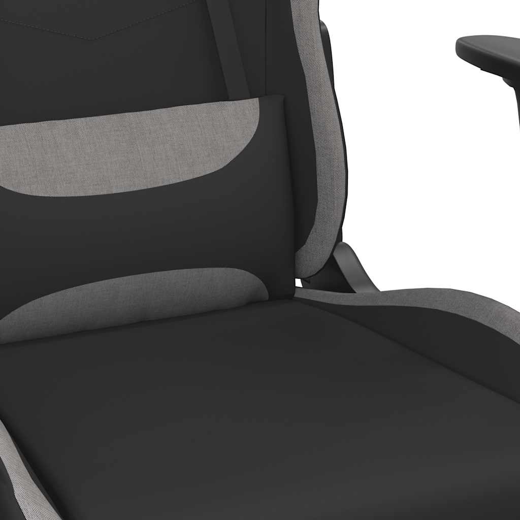 gamingstol med massagefunktion + fodstøtte stof sort og lysegrå