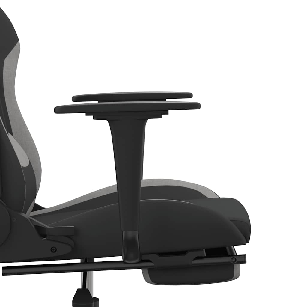 gamingstol med massagefunktion + fodstøtte stof sort og lysegrå