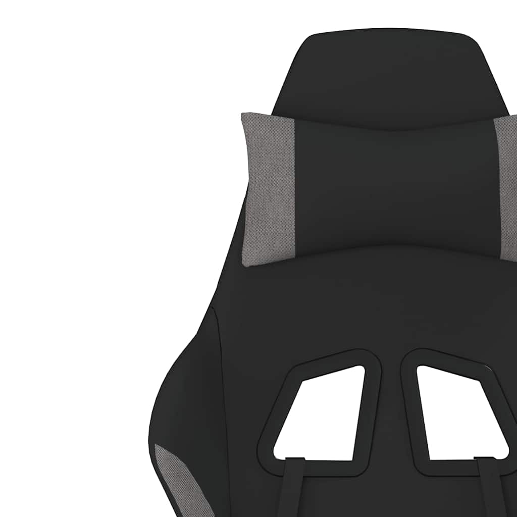 gamingstol med massagefunktion + fodstøtte stof sort og lysegrå