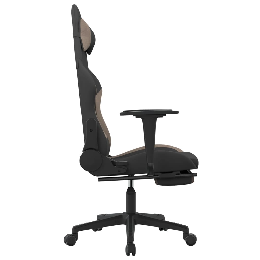 gamingstol med massagefunktion + fodstøtte stof sort og gråbrun