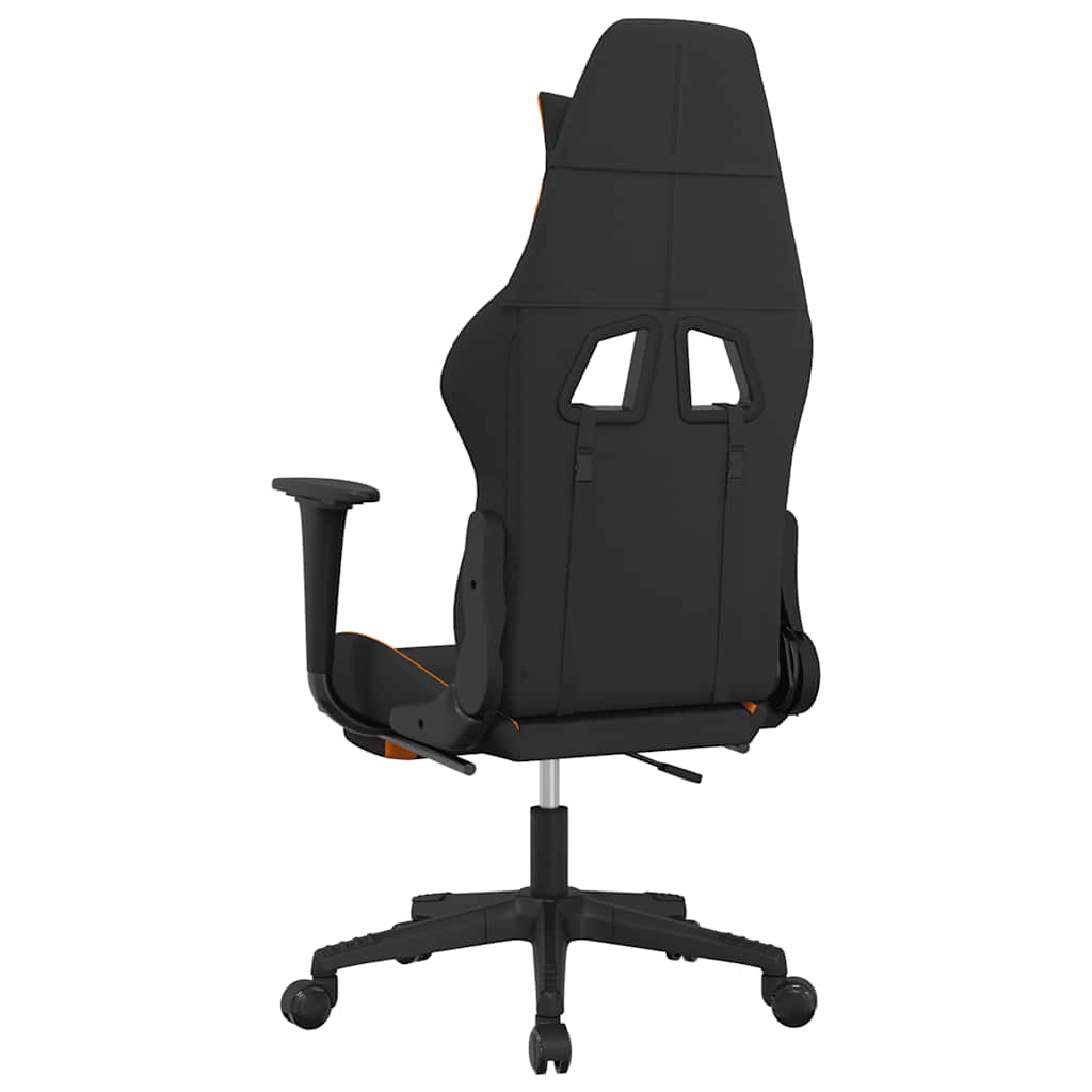 gamingstol med massagefunktion + fodstøtte stof sort og orange