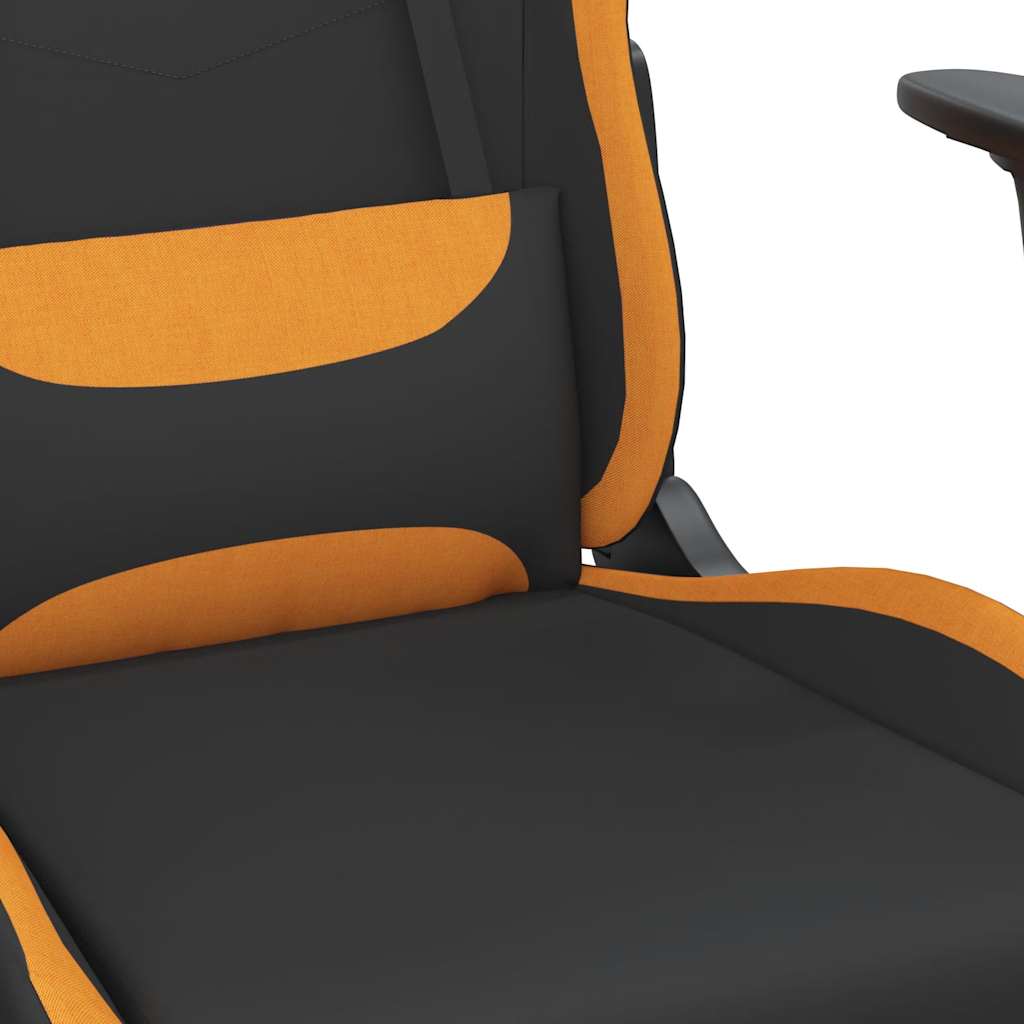 gamingstol med massagefunktion + fodstøtte stof sort og orange