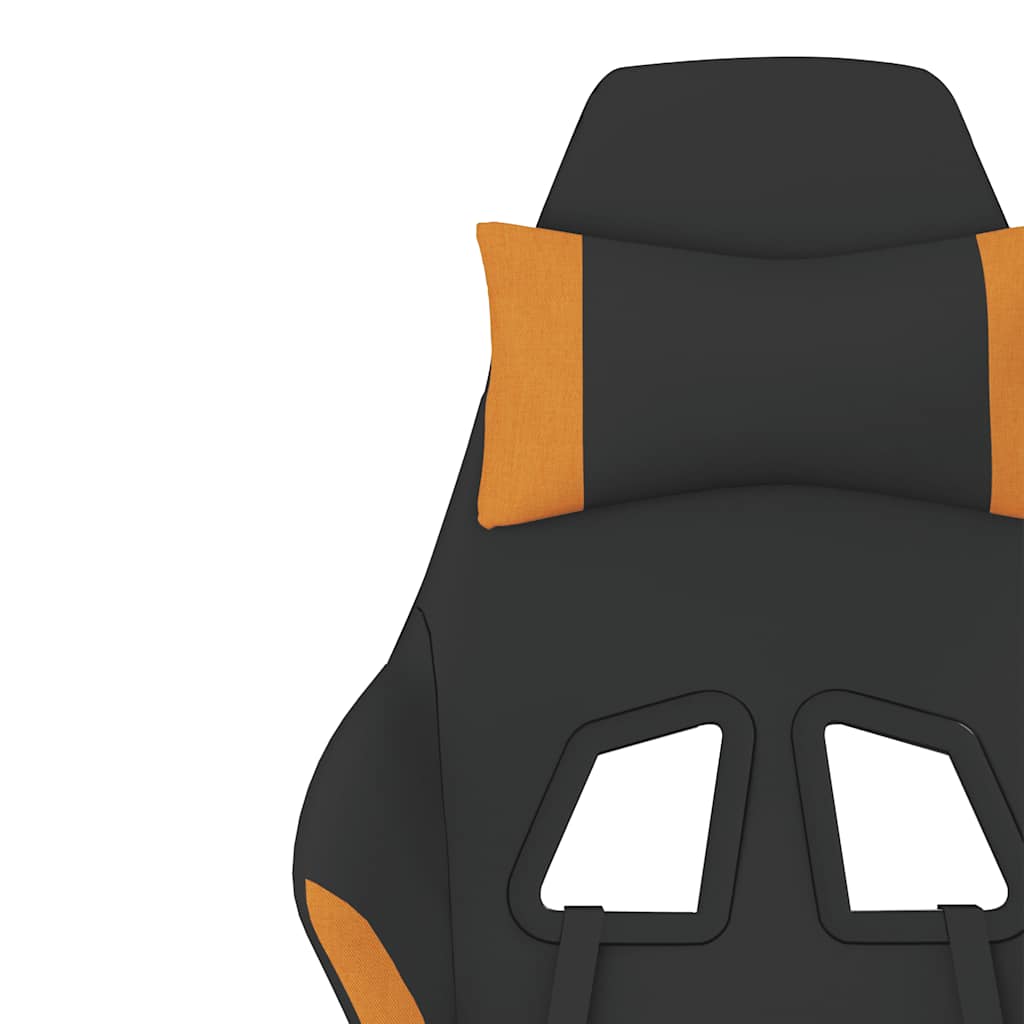 gamingstol med massagefunktion + fodstøtte stof sort og orange