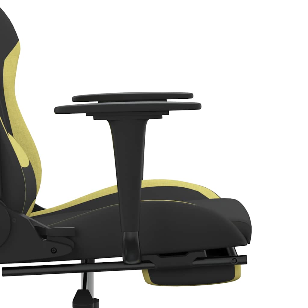gamingstol med massagefunktion + fodstøtte stof sort lysegrøn