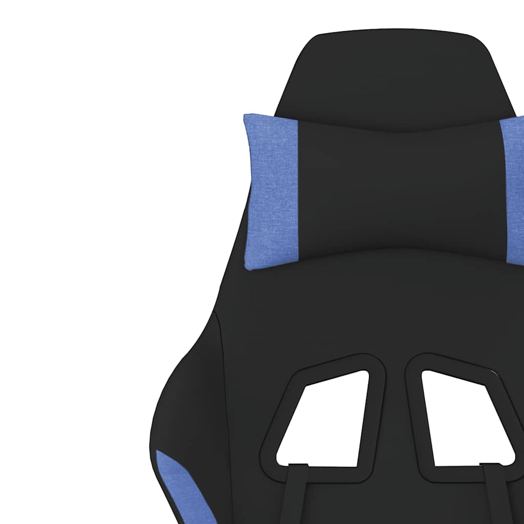 gamingstol med massagefunktion + fodstøtte stof sort og blå