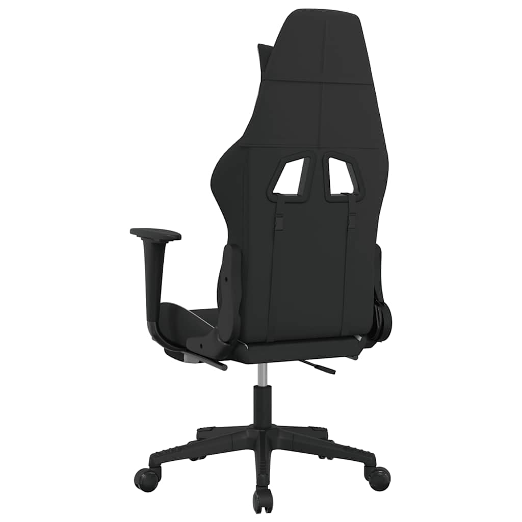 gamingstol med massagefunktion + fodstøtte stof sort og hvid