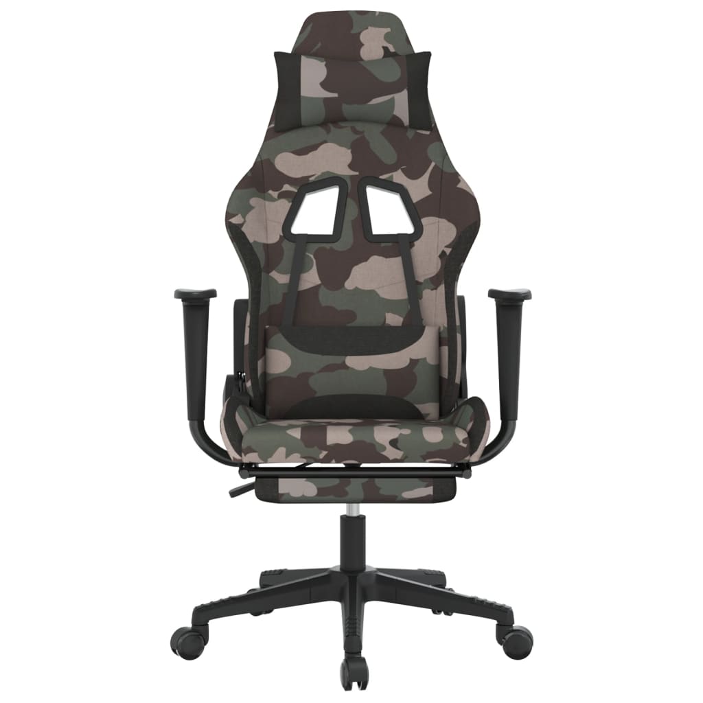 gamingstol med massagefunktion + fodstøtte stof sort camouflage