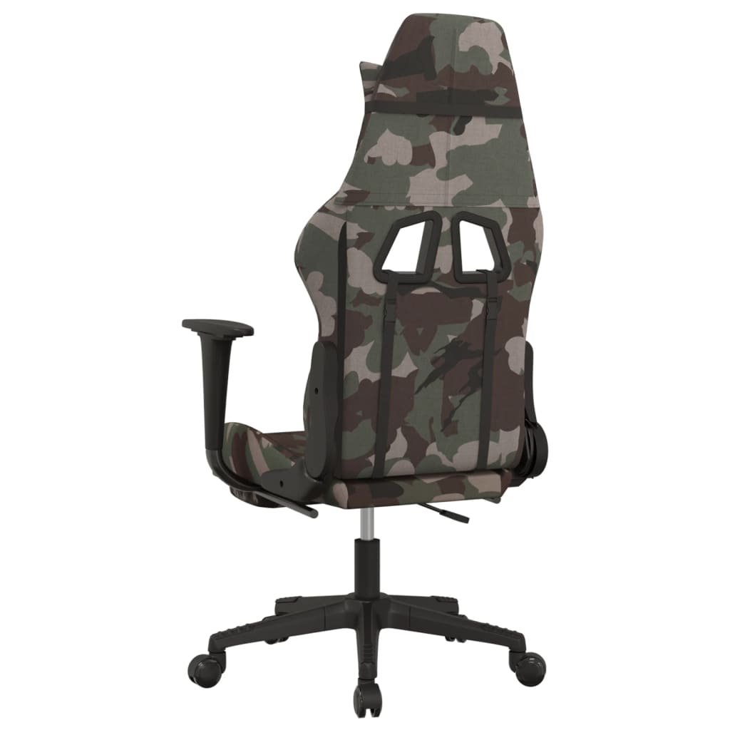 gamingstol med massagefunktion + fodstøtte stof sort camouflage