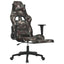 gamingstol med massagefunktion + fodstøtte stof sort camouflage