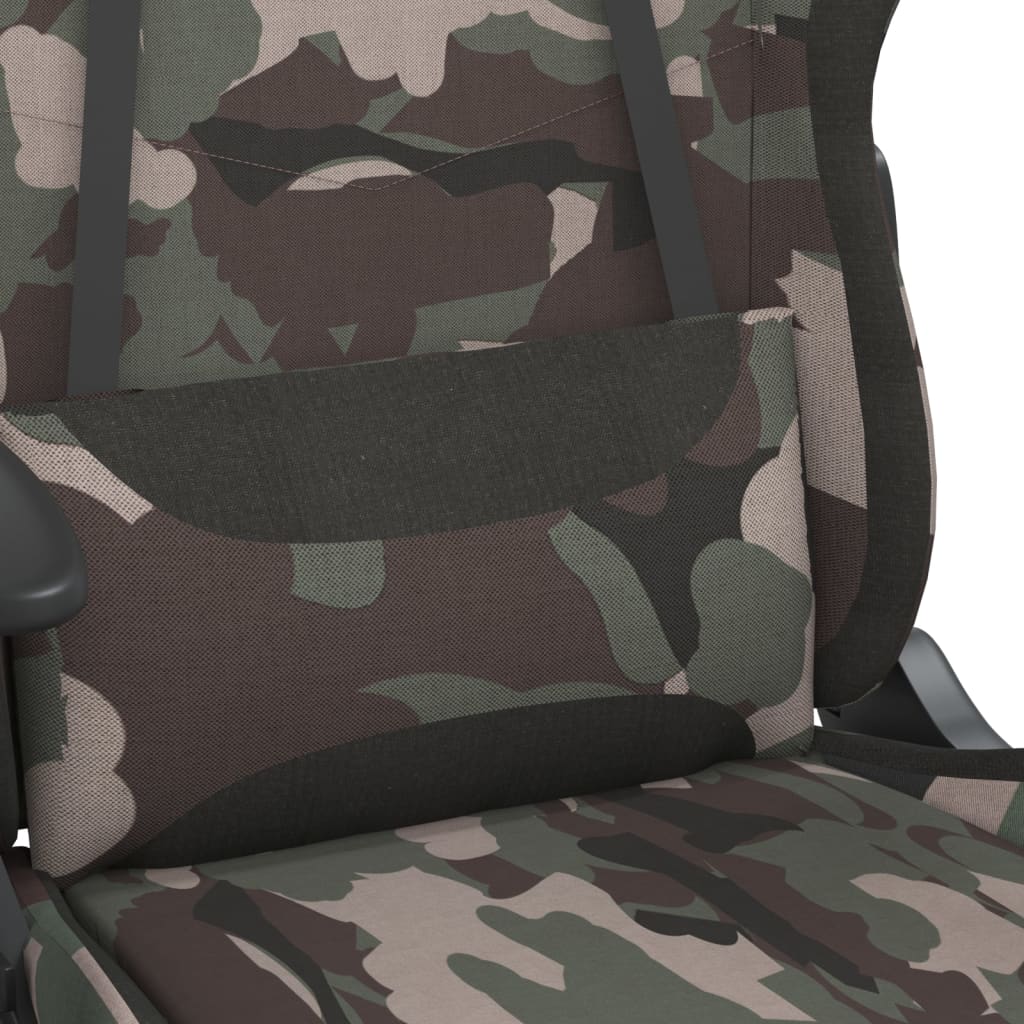 gamingstol med massagefunktion + fodstøtte stof sort camouflage