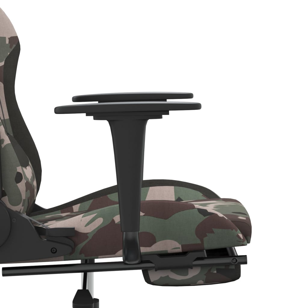 gamingstol med massagefunktion + fodstøtte stof sort camouflage