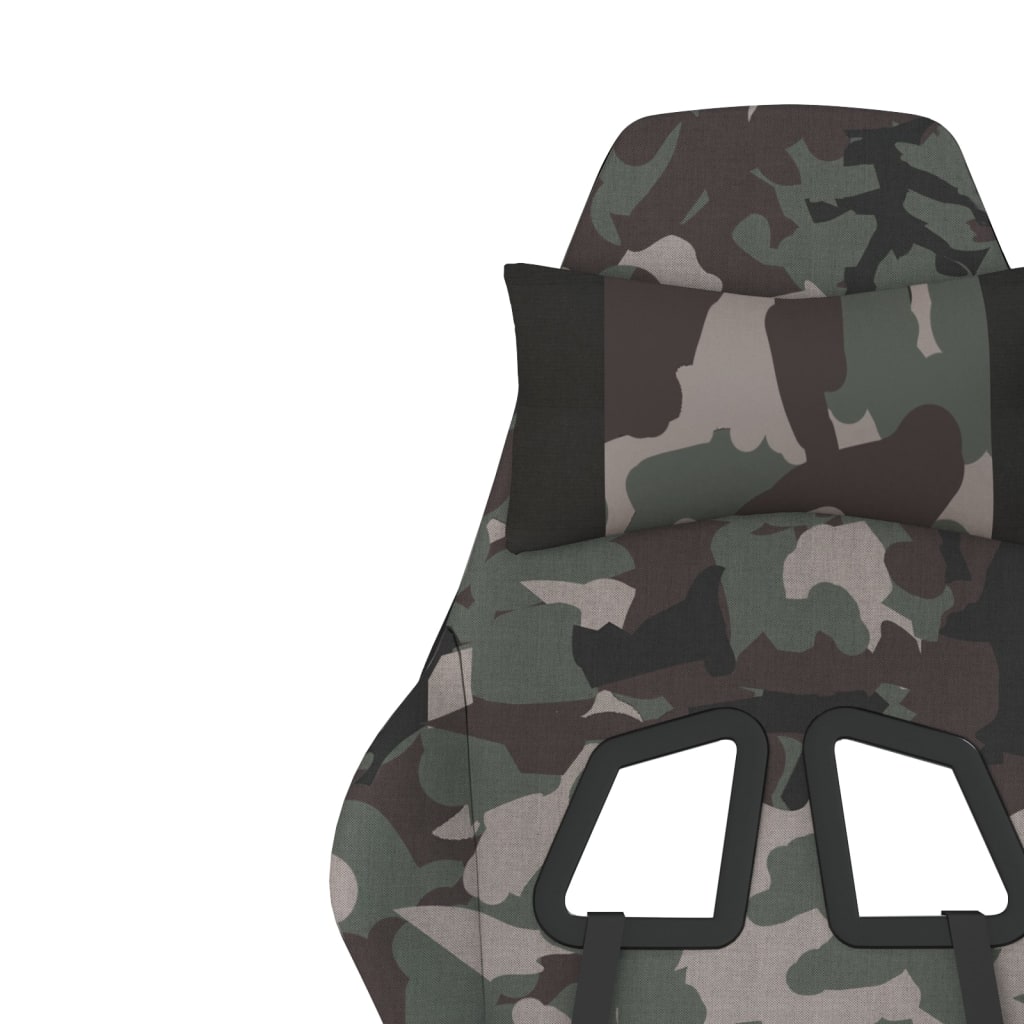 gamingstol med massagefunktion + fodstøtte stof sort camouflage