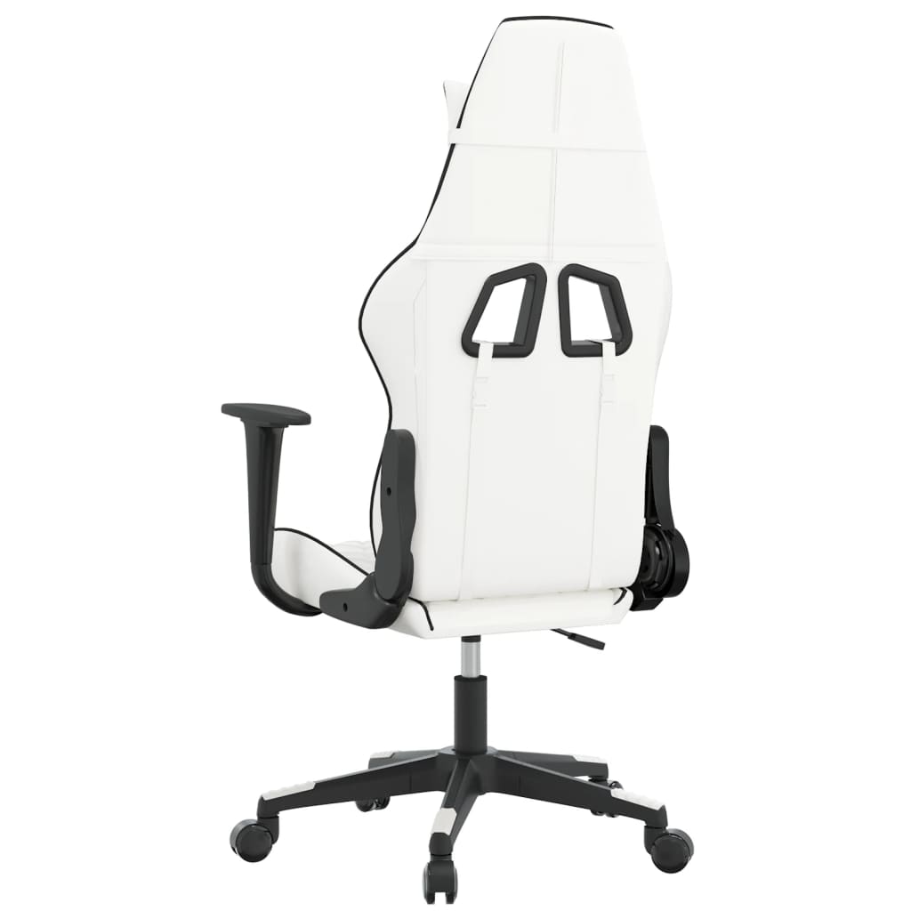 gamingstol m. massagefunktion kunstlæder hvid og sort
